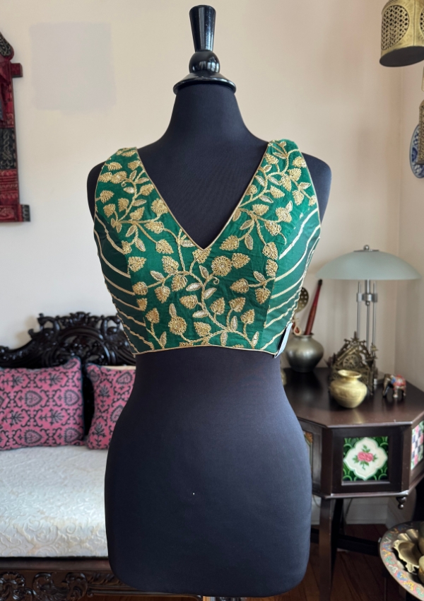 Green V-Neck Blouse